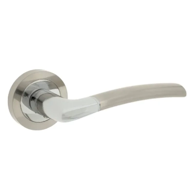 PORTO - klamki na okrągłej rozecie, nikiel chrom