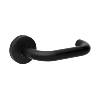 OLARIX - klamki na okrągłym szyldzie, czarne do drzwi obiektowych