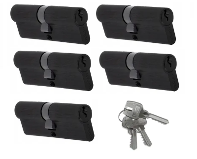Niestandardowy zestaw wkładek system 1 klucza (5x wkładka czarna 30/30 + 3 klucze)