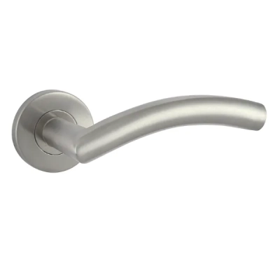 URAN- klamki na okrągłej rozecie, inox