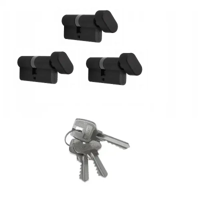 Komplet 3 wkładek system 1 klucza 3xG30/30 czarne + 3 klucze